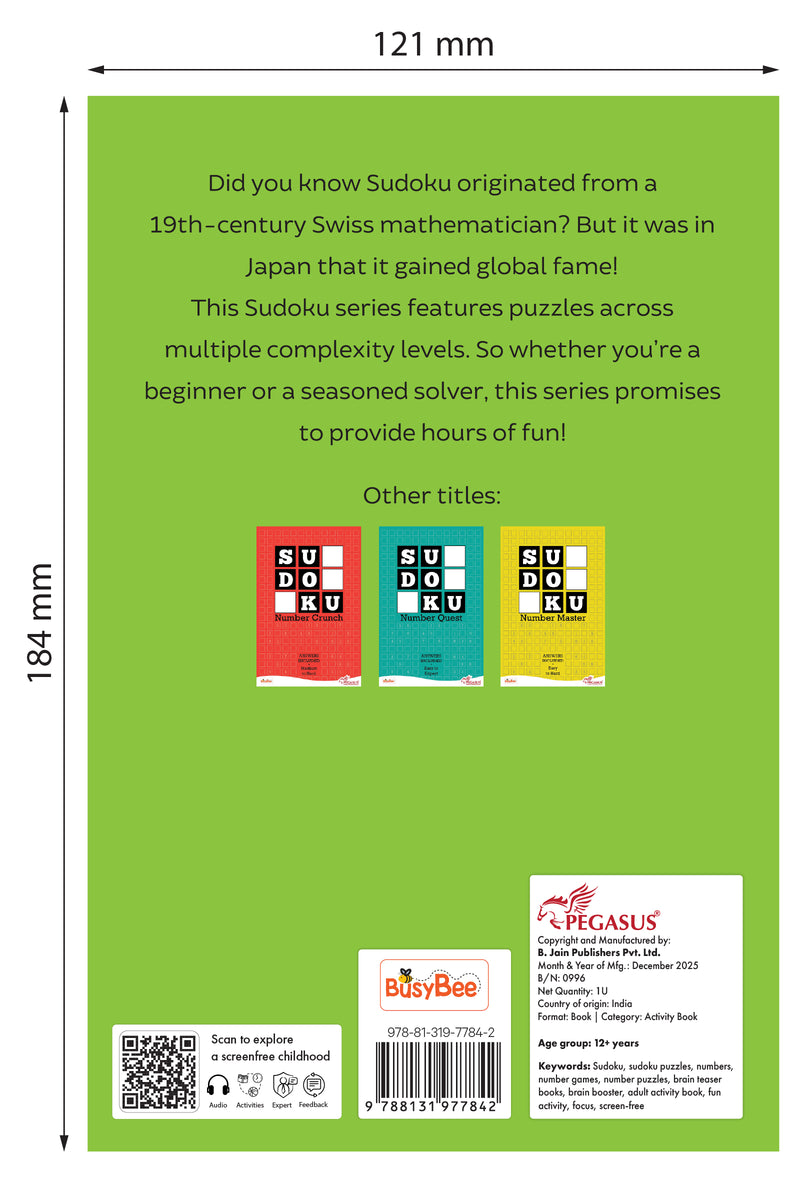 Sudoku Number Blitz – Hard to Very Hard Puzzle Activity Book (Age 12+ Years)