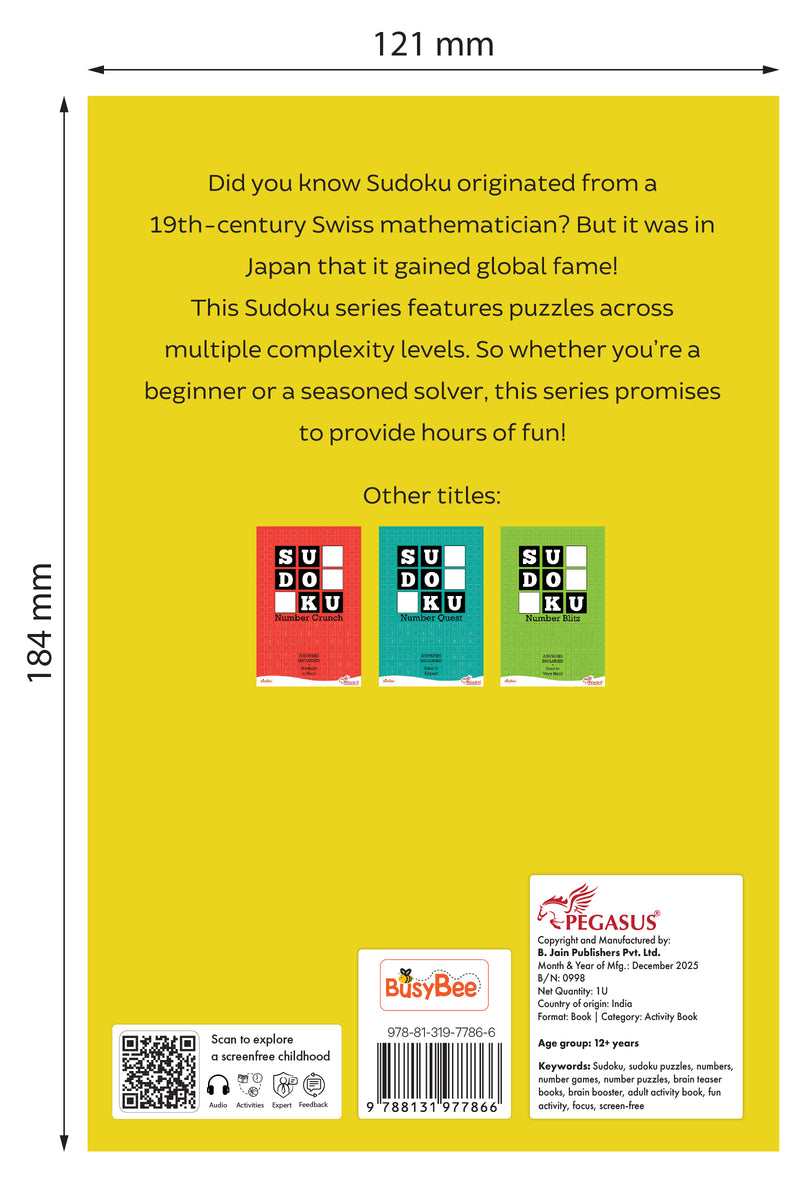 Sudoku Number Master – Easy to Hard Puzzle Activity Book (Age 12+ Years)