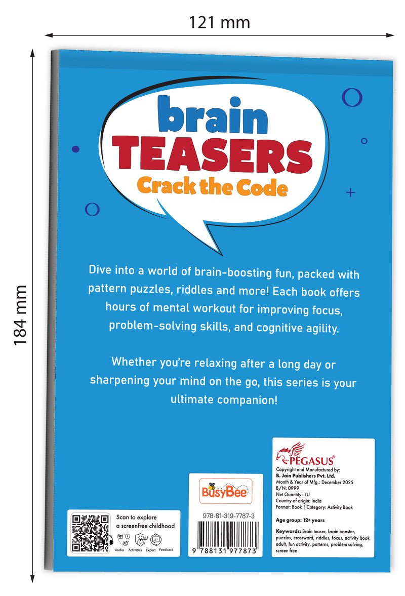 Brain Teasers Crack the Code – Crossword Puzzles, Riddles & Logic Games (Age 12+ Years)