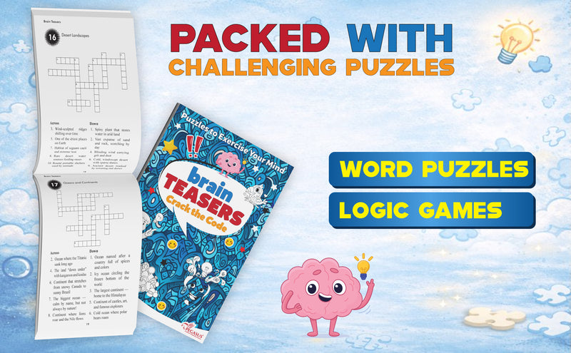 Brain Teasers Crack the Code – Crossword Puzzles, Riddles & Logic Games (Age 12+ Years)