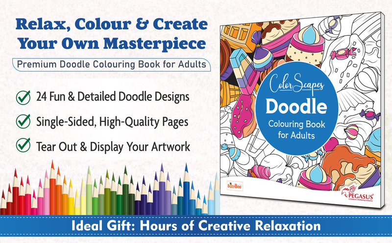 Mandala Coloring Book – Doodle Art Colouring Book for Adults (Age 9+ Years) | 24 Detailed Doodle Designs for Mindful & Stress-Relief Coloring