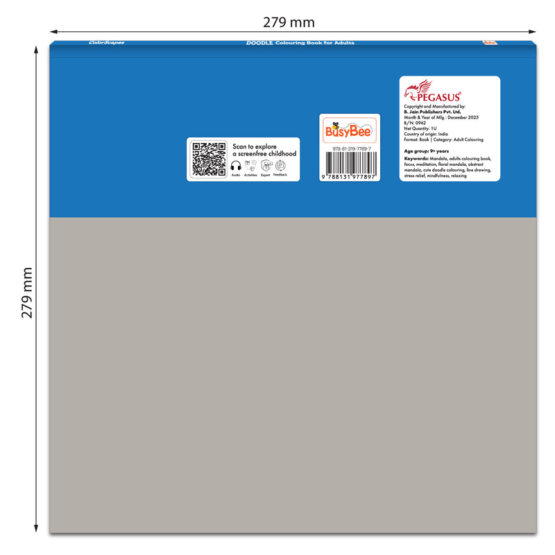 Mandala Coloring Book – Doodle Art Colouring Book for Adults (Age 9+ Years) | 24 Detailed Doodle Designs for Mindful & Stress-Relief Coloring