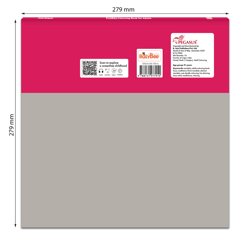 Mandala Coloring Book – Floral Colouring Book for Adults (Age 9+ Years) | 24 Detailed Floral Mandala Designs