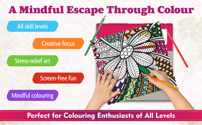 Mandala Coloring Book – Floral Colouring Book for Adults (Age 9+ Years) | 24 Detailed Floral Mandala Designs