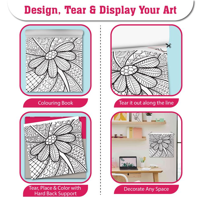 Mandala Coloring Book – Floral Colouring Book for Adults (Age 9+ Years) | 24 Detailed Floral Mandala Designs