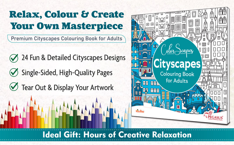 Mandala Coloring Book – Cityscapes Colouring Book for Adults (Age 9+ Years) | 24 Detailed Cityscape Designs