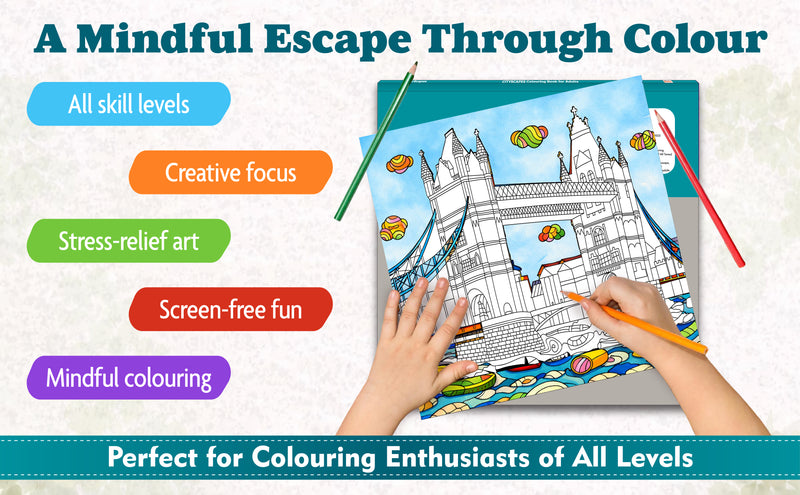 Mandala Coloring Book – Cityscapes Colouring Book for Adults (Age 9+ Years) | 24 Detailed Cityscape Designs