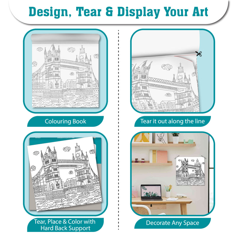 Mandala Coloring Book – Cityscapes Colouring Book for Adults (Age 9+ Years) | 24 Detailed Cityscape Designs