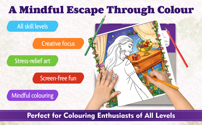 Mandala Coloring Book – Life-Settings Colouring Book for Adults (Age 9+ Years) | 24 Detailed Life Scene Designs