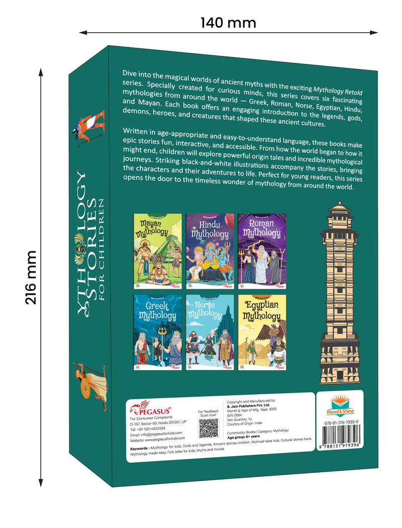 Mythology Retold – 6 Book Box Set with Sleeve for Kids (Age 6+ Years) | Greek, Roman, Egyptian, Norse, Mayan & Hindu Mythology Stories