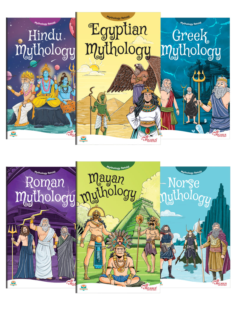 Mythology Retold – 6 Book Box Set with Sleeve for Kids (Age 6+ Years) | Greek, Roman, Egyptian, Norse, Mayan & Hindu Mythology Stories