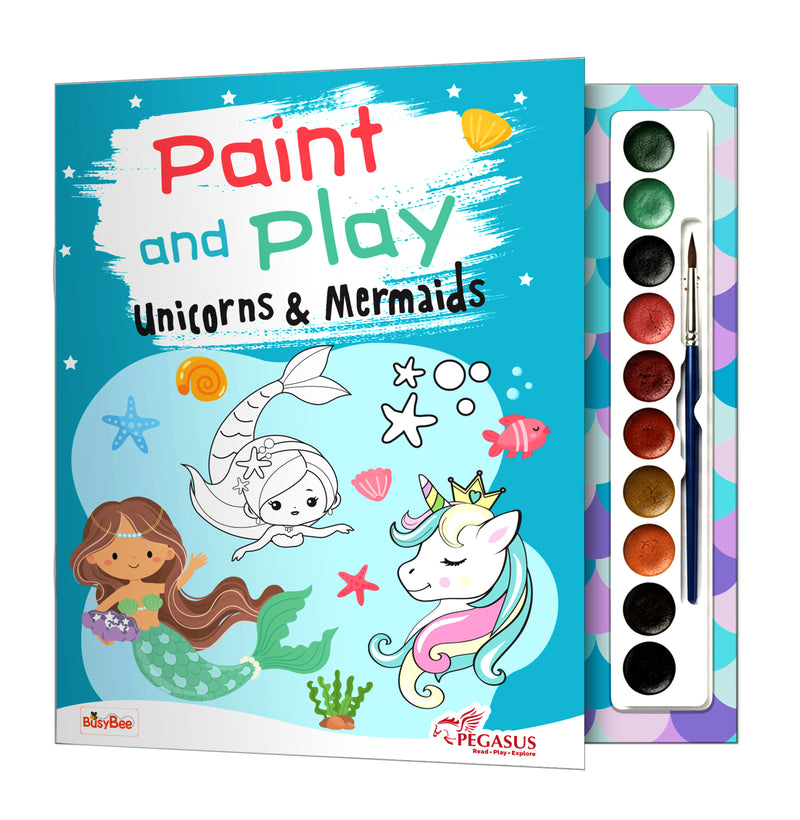 Unicorn and Mermaid Colouring Book for Kids – Paint and Play Watercolour Painting Set (Age 3+ Years)