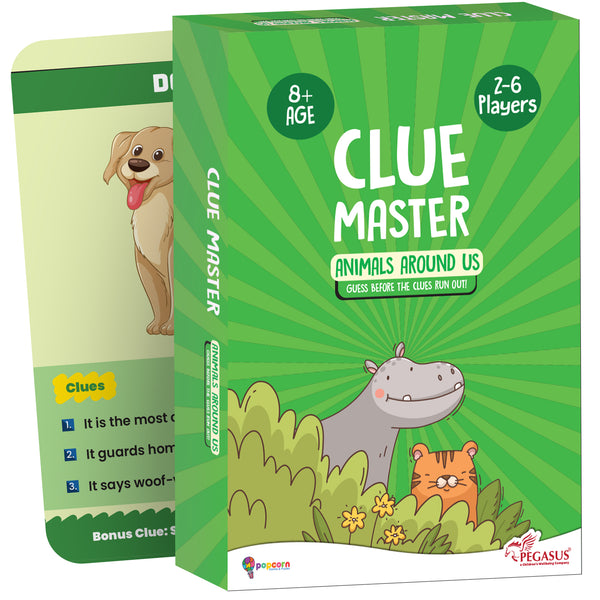 Clue Master – Animals Around Us | Fun Family Card Game for Kids 8+ | Guessing Game with 3 Clues & Bonus | 2–6 Players | Educational & Interactive Game