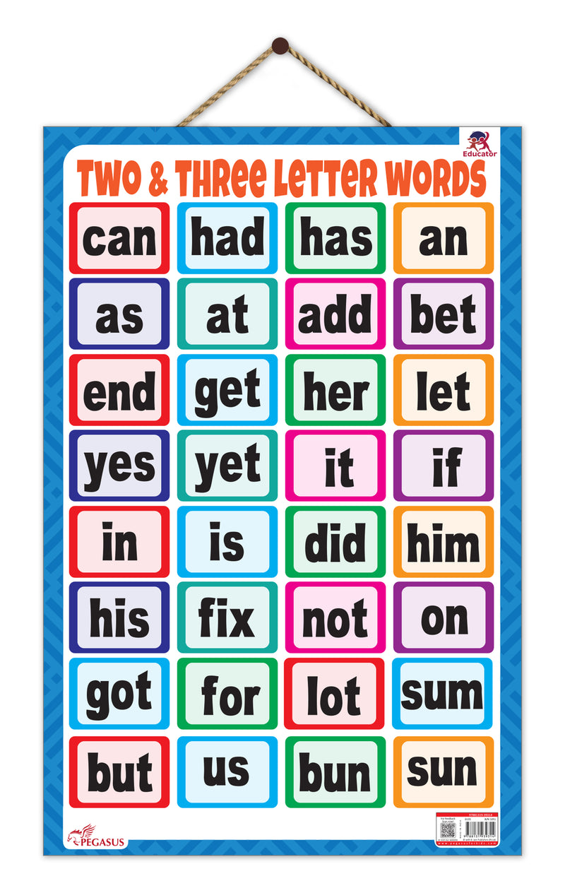 Two & Three Letter Words - Thick Laminated Primary Chart