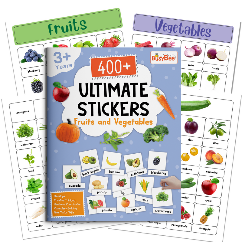 400+ Ultimate Stickers Fruits and Vegetables for Kids – Fun Learning Activity Book (Age 3+ Years)