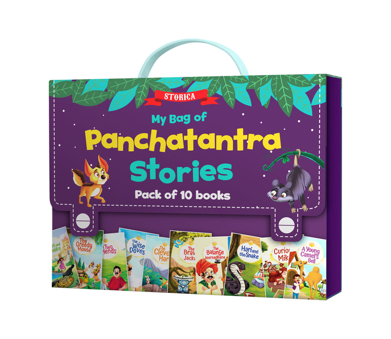 Panchatantra Stories Bag for Kids – Pack of 10 Set Bedtime Story & Early Reading Books for Kids (Ages 2+)