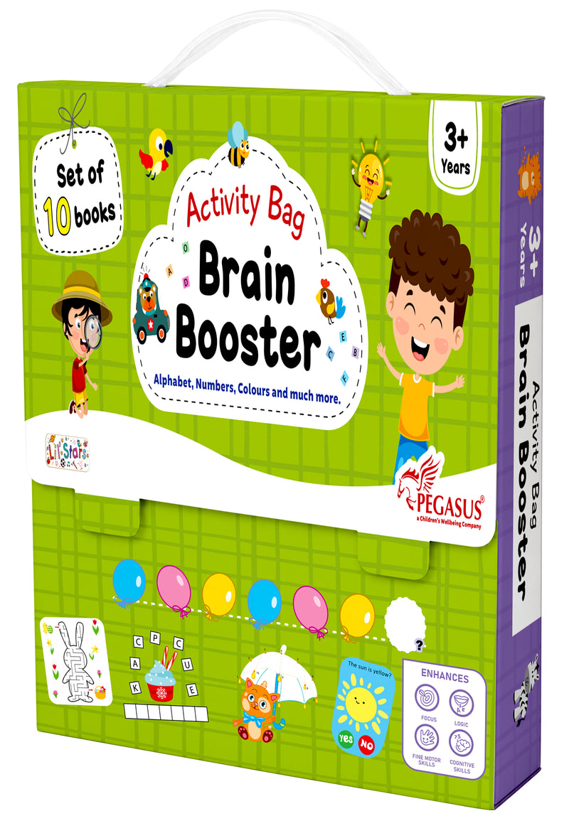 Brain Booster Activity Bag for Kids | Set of 10 Activity Books | Preschool Early Learning Books (Age 3+ Years)