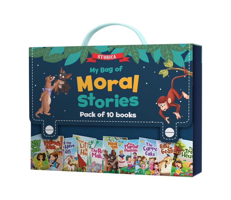 Moral Stories Bag for Kids – Pack of 10 Set Bedtime Story & Early Reading Books for Kids (Ages 2+)