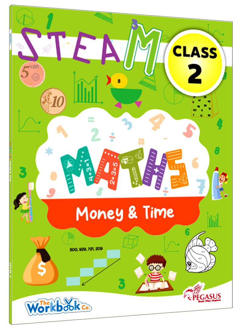 STEAM Maths Money & Time Workbook for Class 2 | Activity Book with Counting, Currency Skills and Telling Time Practice (Age 6–8 Years)