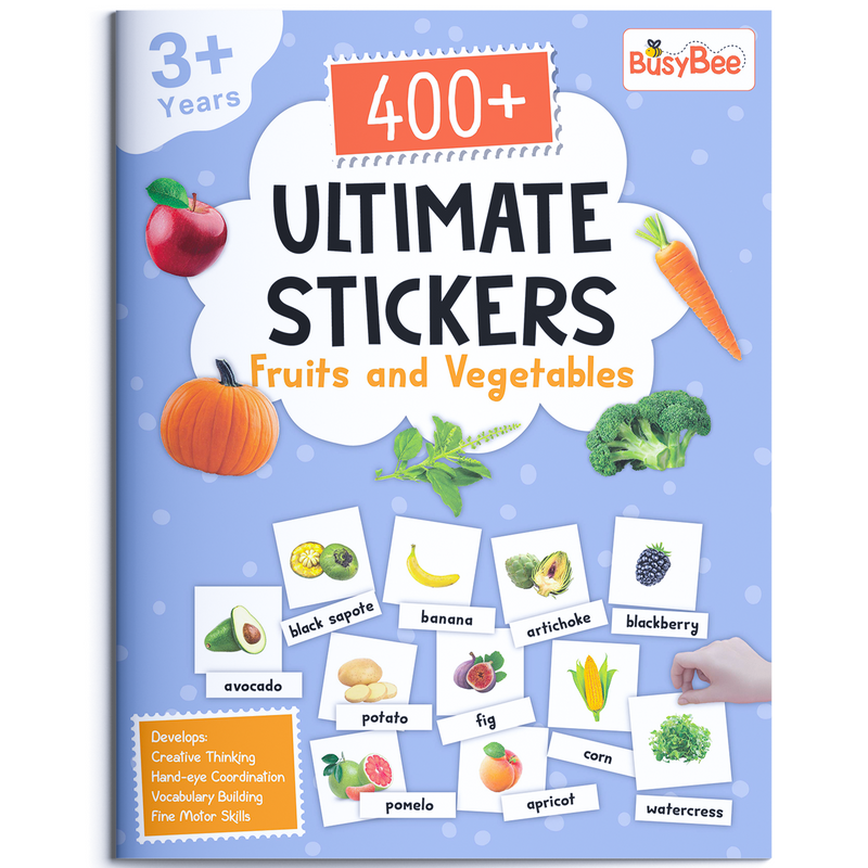 400+ Ultimate Stickers Fruits and Vegetables for Kids – Fun Learning Activity Book (Age 3+ Years)