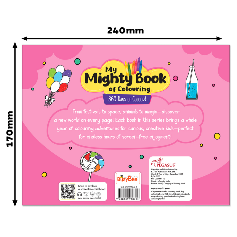 My Mighty Book of Colouring for Kids – Fun Creative Workbook with 184 Fun Colouring Pages (Age 3+ Years)