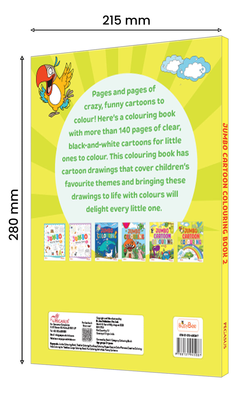Jumbo Cartoon Colouring Book 2 for Kids – Creative Colouring Books with 140+ Fun Pictures (Age 3+ Years)
