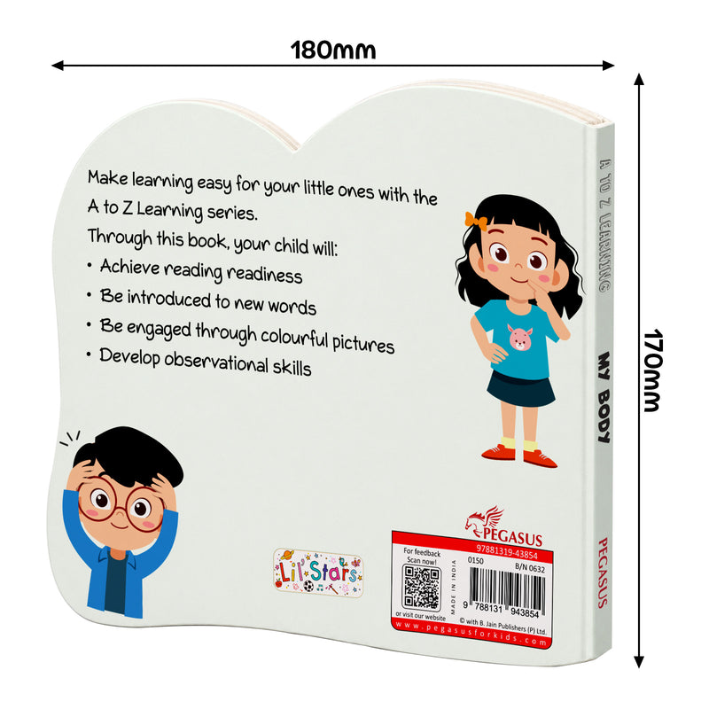 A to Z Learning My Body Board Book for Kids – Early Learning Body Parts Picture Book (Age 1+ Years)