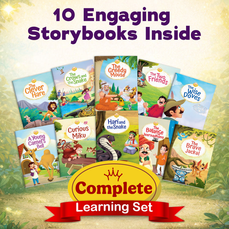 Panchatantra Stories Bag for Kids – Pack of 10 Set Bedtime Story & Early Reading Books for Kids (Ages 2+)