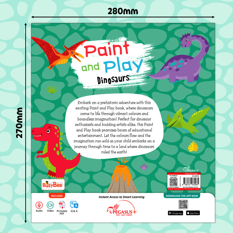 Dinosaurs Colouring Book for Kids – Paint and Play Watercolour Painting Set (Age 3+ Years)