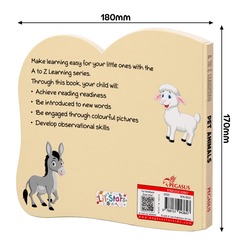 A to Z Learning Pet Animals Board Book for Kids – Early Learning Pet Picture Book (Age 1+ Years)