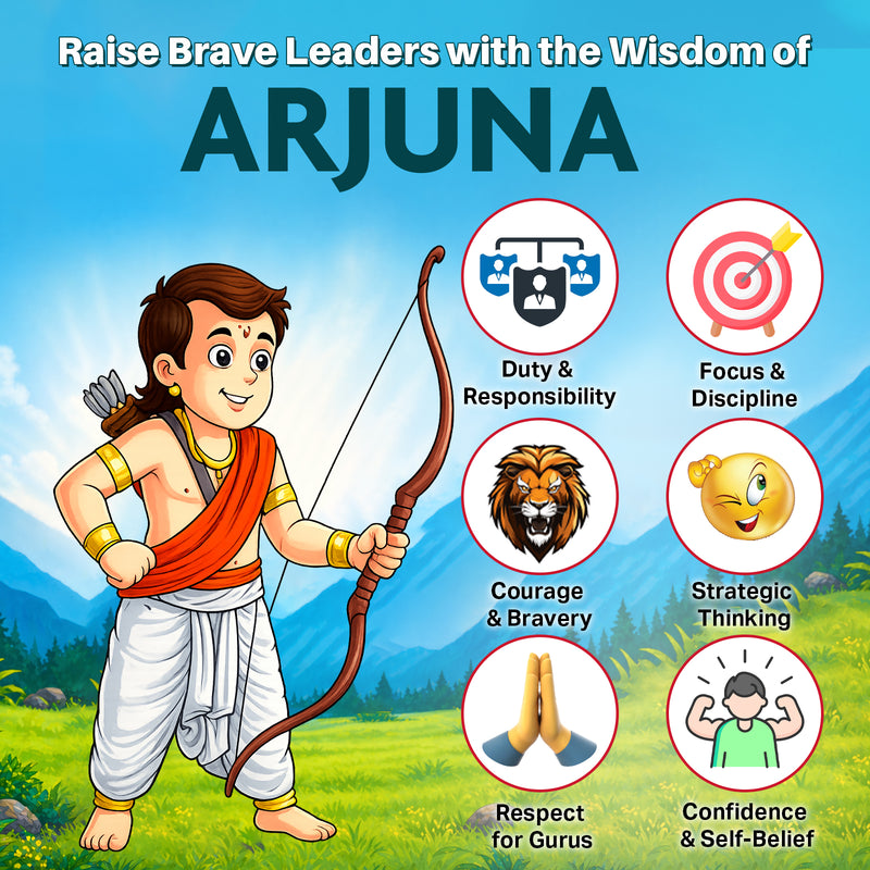 Arjuna: The Fearless Warrior | Illustrated Mythology Story Book for Kids 8+ | Courage, Focus & Discipline | Engaging Comic-Style Book in Simple English