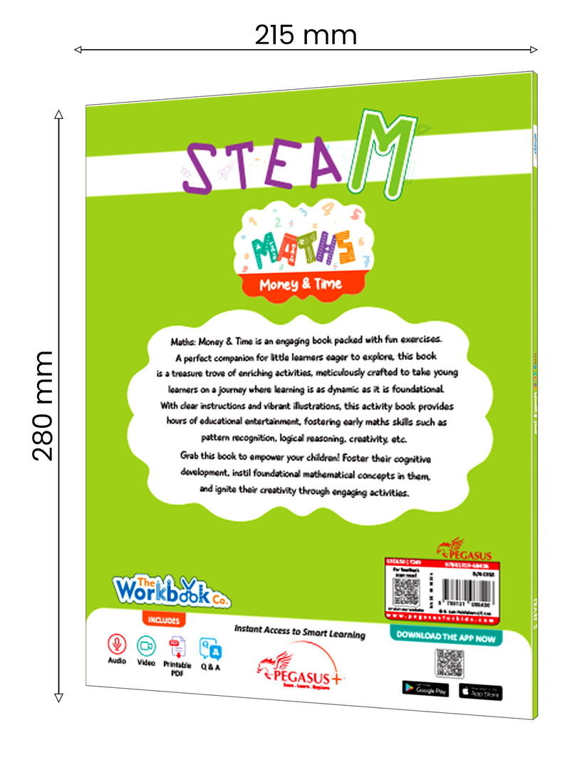 STEAM Maths Money & Time Workbook for Class 2 | Activity Book with Counting, Currency Skills and Telling Time Practice (Age 6–8 Years)