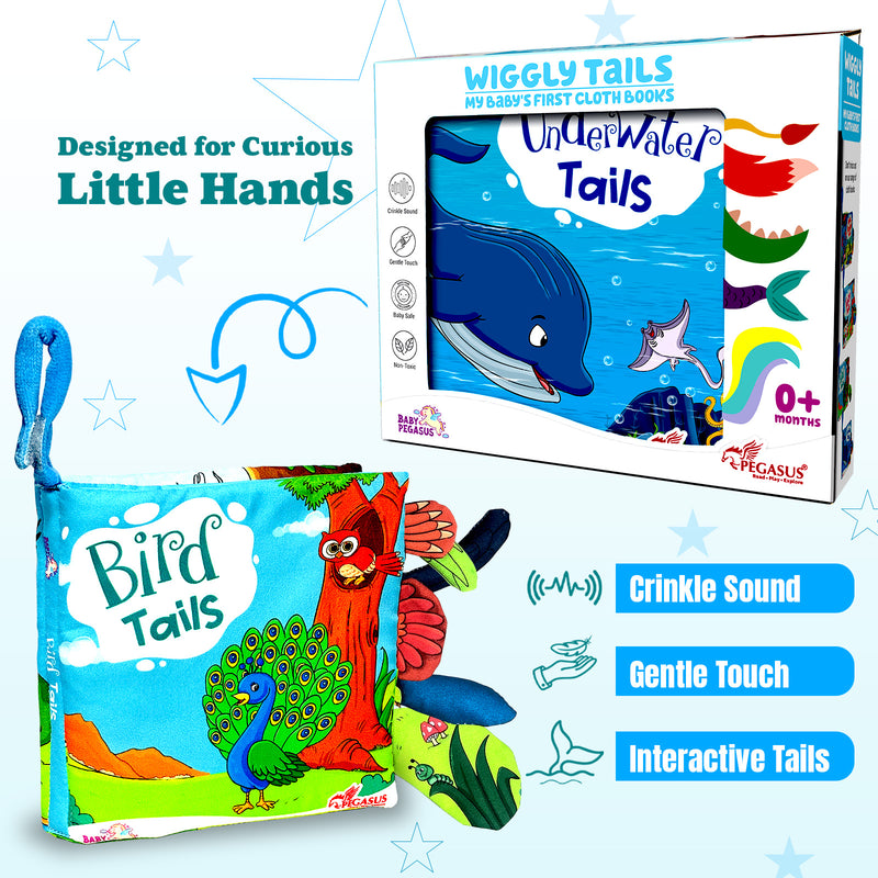 Bird Tails – Baby's First Cloth Book (Age 0+) | Crinkle Sound, Gentle Touch Sensory Books