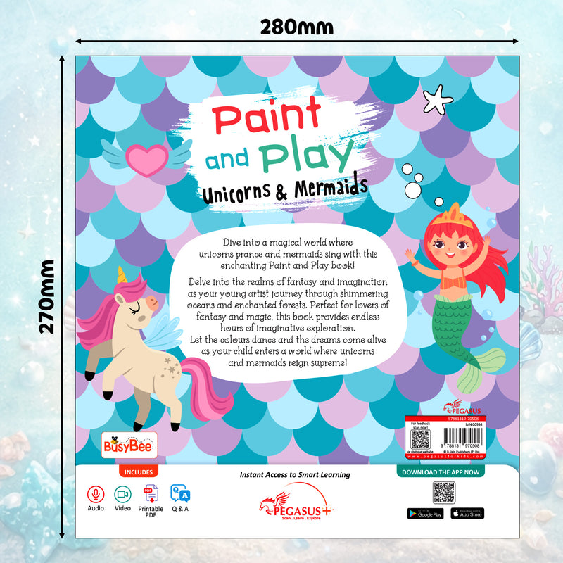 Unicorn and Mermaid Colouring Book for Kids – Paint and Play Watercolour Painting Set (Age 3+ Years)