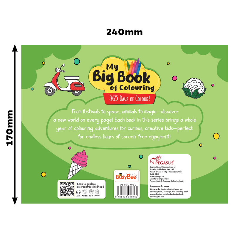 My Big Book of Colouring for Kids – Fun Creative Workbook with 184 Fun Colouring Pages (Age 3+ Years)