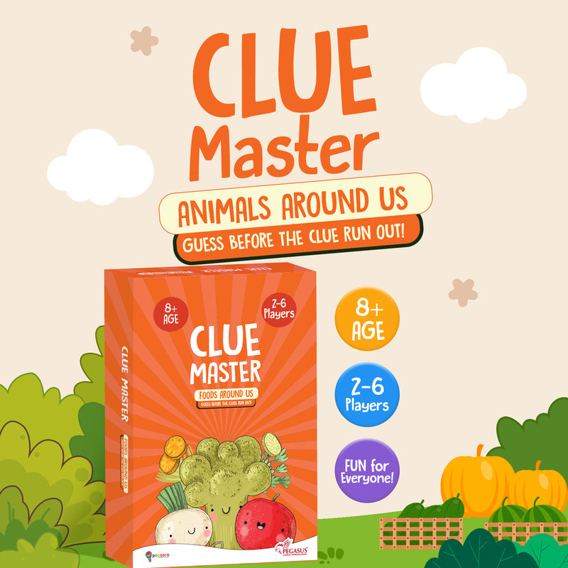 Clue Master Foods Around Us Card Game for Kids | Fun Food Guessing Game with Clues & Brain Boosting Activities (Age 8+ Years, 2–6 Players)