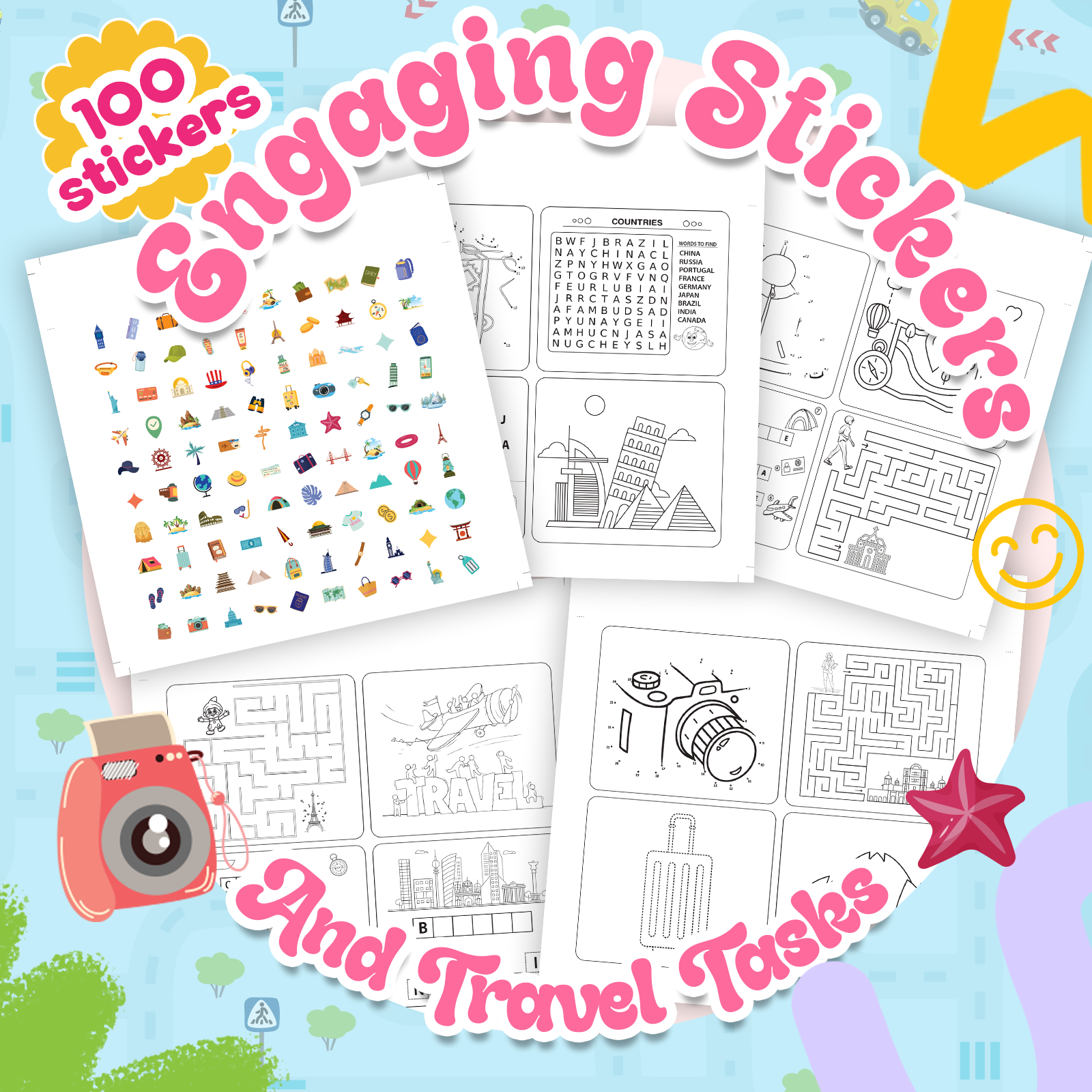 Travel Activity Pad with Stickers, Mazes, Puzzles & Travel-Themed Colo ...