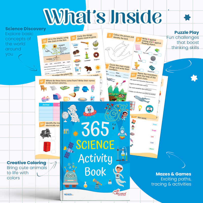 365 Science Activity Book for Kids – Mazes, Puzzles, and Memory Learning Books (Age 3+ Years)