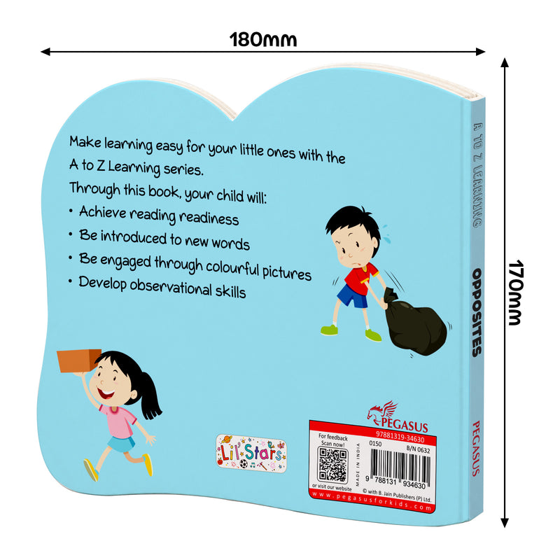 A to Z Learning Opposites Board Book for Kids – Early Learning Words Picture Book (Age 1+ Years)