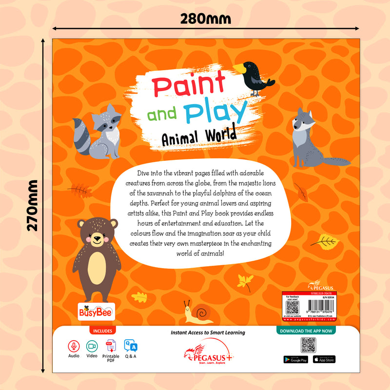 Animal World Colouring Book for Kids – Paint and Play Watercolour Painting Set (Age 3+ Years)