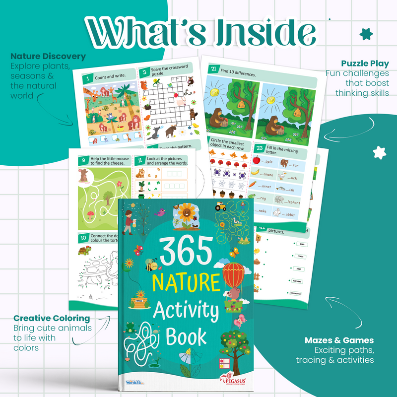 365 Nature Activity Book for Kids – Mazes, Puzzles, and Memory Learning Books (Age 3+ Years)