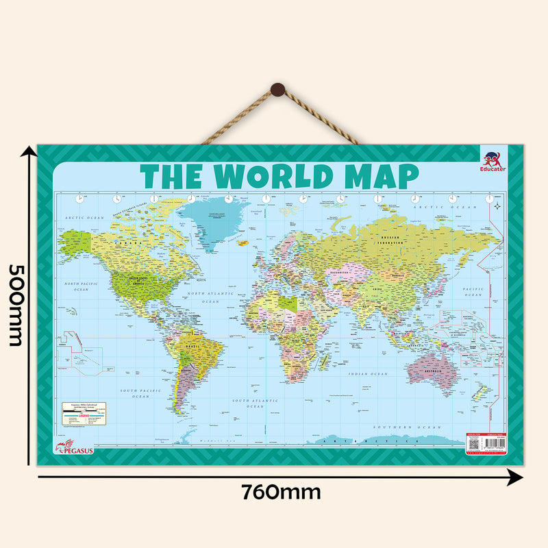 World Map – Educational Wall Chart Ideal for Home, Classrooms & Study Rooms | Age 5+