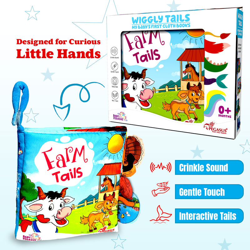 Farm Tails – Baby's First Cloth Book (Age 0+) | Crinkle Sound, Gentle Touch Sensory Books