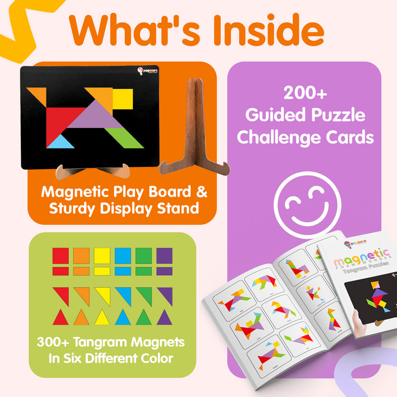 Magnetic Foam Wonder – Tangram Puzzle Game for Kids and Family (Age 5–99 Years) | Brain Development Toy