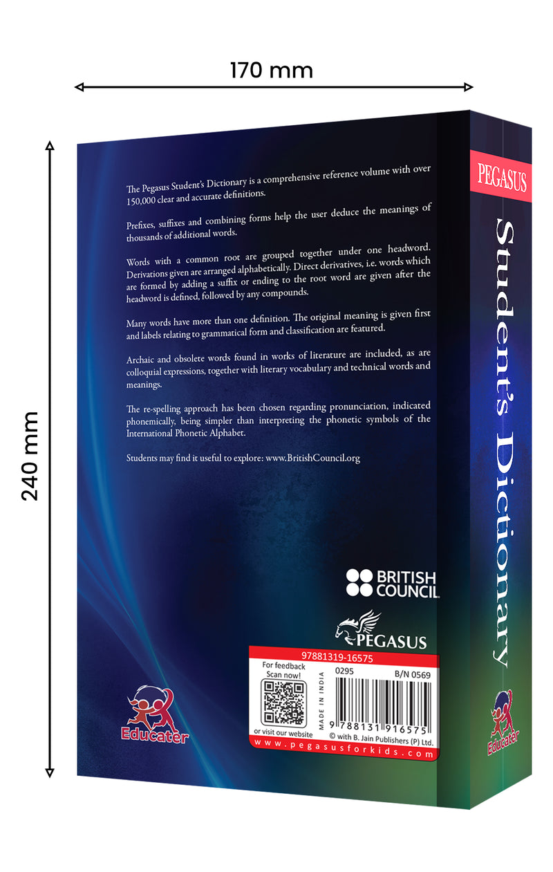 Pegasus English Student Dictionary – Best School Dictionary with 150,000+ Words (Age 8+ years)