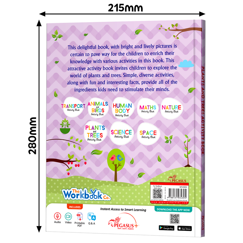 Plants & Trees Activity Book for Kids – 100 Amazing Nature, Matching & Colouring Workbook (Age 4+ Years)