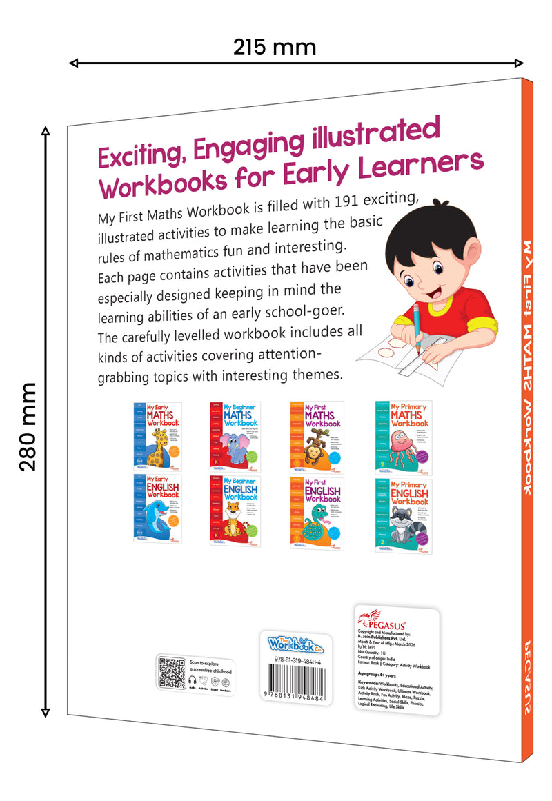 My First Maths Workbook 1 for Kids – 191 Fun  Activities for Counting & Early Learning (Age 3+Years)