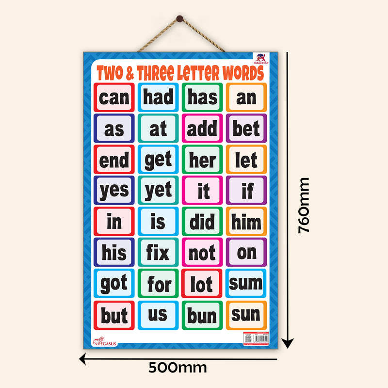 Two & Three Letter Words - Thick Laminated Primary Chart