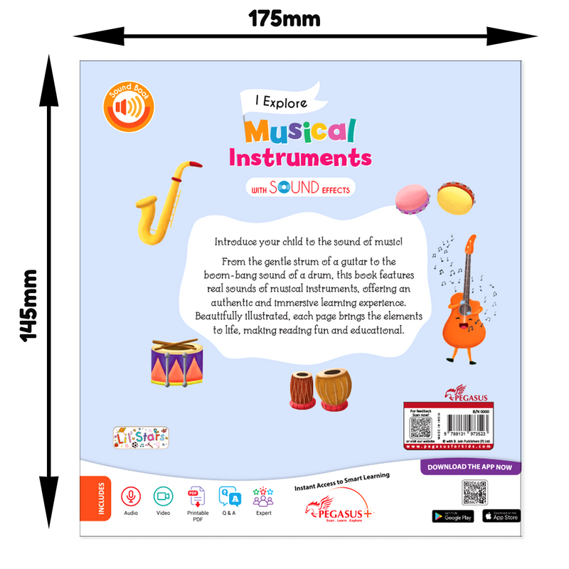 I Explore Musical Instruments Book for Kids – Magic Noise Book with 6 Real Sound Effects (Age 1+ Years)