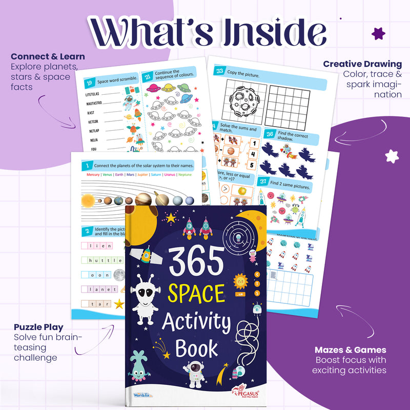 365 Space Activity Book for Kids – Mazes, Puzzles, and Memory Learning Books (Age 3+ Years)